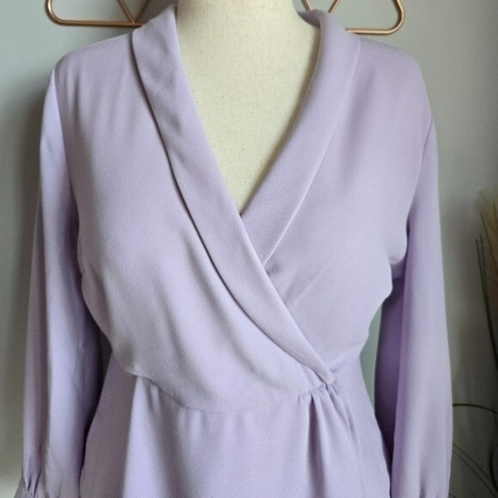 J. Crew NEW Lilac 365 Crepe Faux-Wrap Shawl Collar Blouse Top SZ 10 Career Chic - Picture 5 of 12